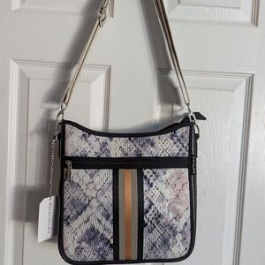 Neoprene Crossbody Bag In Snakeskin print - Interchangeable Straps.